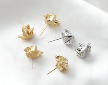 Load image into Gallery viewer, Irregular Ear Post With Loop, S925 Silver Ear Pin Nickel Free Earrings, Gold/Silver Ear Stud, Hypoallergenic Earring Findings G005