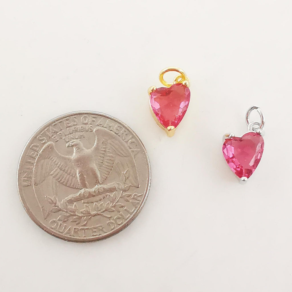 Crystal Tiny Heart Charms, Red Crystal, 18K Gold Plated Heart Pendant, Bracelet Necklace Making Pendants, Jewelry Findings S20243
