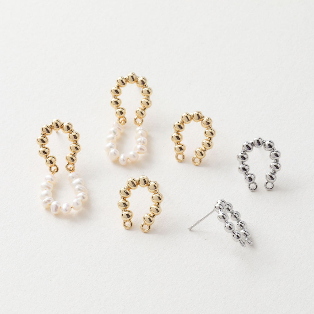 14K Gold  U Shape Earring Post With 2 Loops, Arch Ear Studs, S925 Silver Ear Pin Nickel Free Earrings, Hypoallergenic Earring Findings BB099