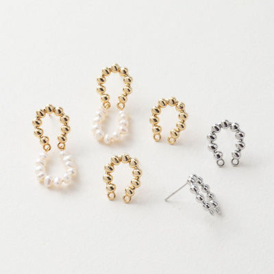 14K Gold  U Shape Earring Post With 2 Loops, Arch Ear Studs, S925 Silver Ear Pin Nickel Free Earrings, Hypoallergenic Earring Findings BB099