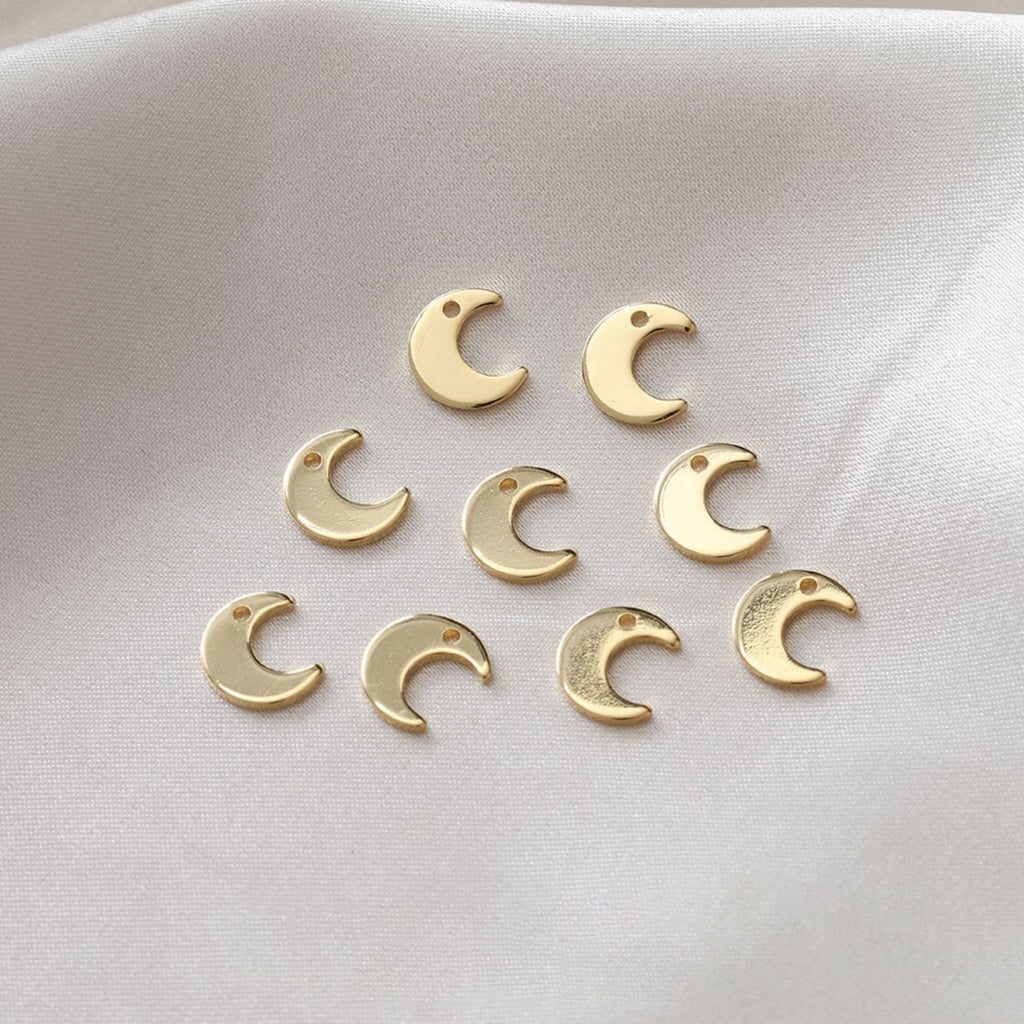 10 قطع من حُلي القمر الصغيرة، 9 مم، مطلية بالذهب عيار 14 قيراطًا، حُلي الهلال، قلادة القمر، حُلي القلائد، قطع المجوهرات GZ170