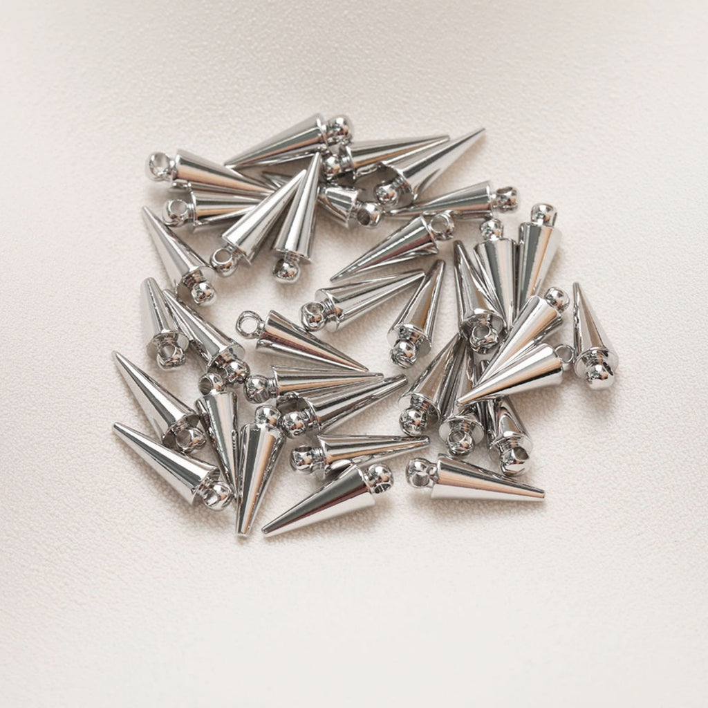 10pcs Dainty Gold Spike Charms, 18K Gold Plated Pendants, Earring Necklace Making Charms, Jewelry Findings GZ123