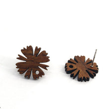 Load image into Gallery viewer, 10PCS Wooden Flower Studs Collection, Geometric Wooden Earring Findings, Nickel Free, Earring Finding MY019-JT001