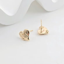 Load image into Gallery viewer, Butterfly Ear Post, Heart Shape Post, S925 Silver Ear Pin, Nickel Free, Ear Studs, 18K Gold Plated Stud Earring Finding ZX268