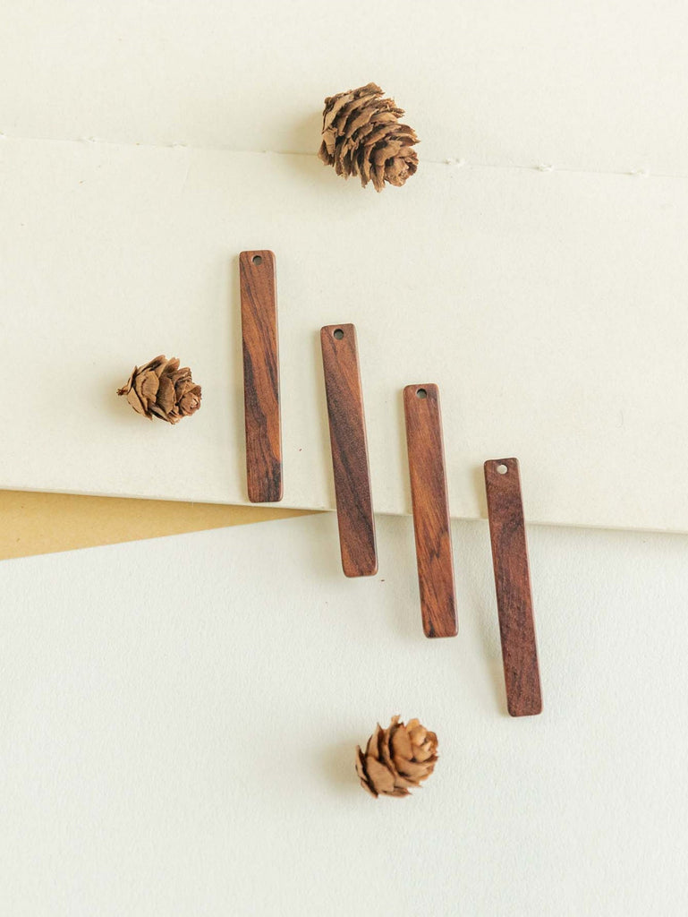 10PCS Long Rectangular Wooden Bar, Geometric Wooden Pendant, Necklace Making Findings JT048