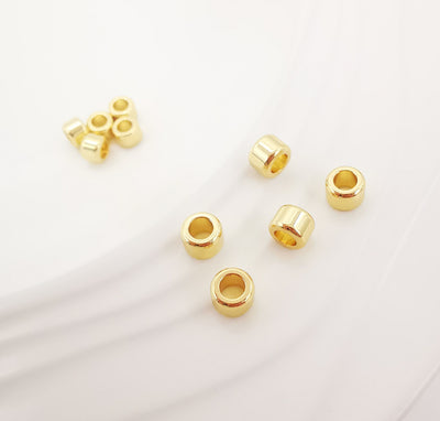 Shiny Gold Plated Tube Beads, 5x7mm, 18K Gold Round Tube Beads, Tube Bracelet Beads, Gold Plated Spacer Beads, Jewelry Finding S20335