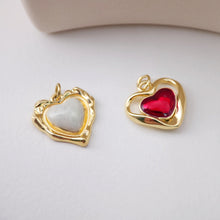 Load image into Gallery viewer, Heart Pendant, Enamel Heart Charm, 18K Gold Plated, Love Pendant, Necklace Making Pendants, Jewelry Findings S1214