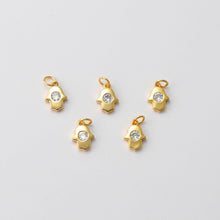 Load image into Gallery viewer, Tiny Hamsa Hand Charms, 18K Gold plated Cubic Zirconia Pave Pendant, 6x8mm Jewelry making supplies for Necklace and Bracelet S620