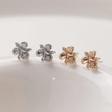 Cubic Zirconia Flower Post Earrings, Gold Plated Earring Post with Loop, Hypoallergenic, Handmade Earring Finding,DIY Earring Supplies GZ766