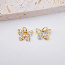 Load image into Gallery viewer, Dainty Butterfly Charm, 18K Gold Plated Pendant, CZ Pave, Animal Charm, 12x15mm, Necklace Jewelry Finding S779