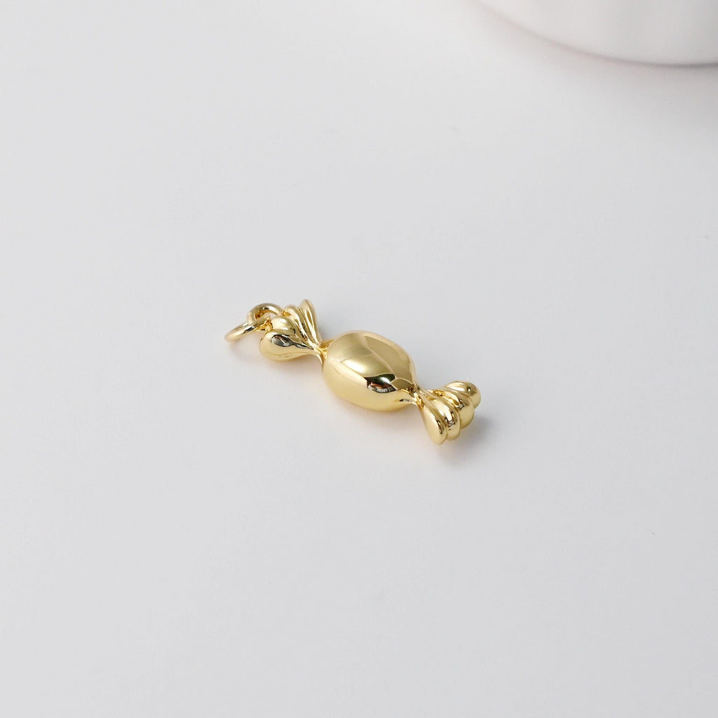 Gold Candy Charm, Candy Pendant, 18K Gold Plated, 25*7mm, Necklace Making Charm, Jewelry Findings S20825