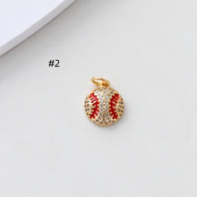 Load image into Gallery viewer, Rugby/Basketball Pendant, CZ Pave Oval Charms, 18K Gold Plated Round Charms, For Bracelet And Necklace Making, Jewelry Findings S1375