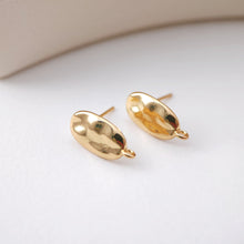 Load image into Gallery viewer, 18K Gold Oval Hammered Post With Loop, Oval Stud Earring Nickel Free, 15.6*7.6mm, Hypoallergenic Earring Findings S1182