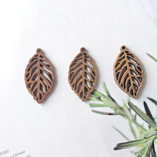 Load image into Gallery viewer, 10PCS Leaf Shape Wood Charms, Wooden Pendant, Reclaimed Walnut Wood, Geometric Statement Wood Earrings Diy Ideas JT949