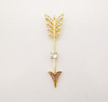 Load image into Gallery viewer, Boho Feathered Arrow Charms, 18K Gold Plated CZ Pave Arrow Charms, Arrow Pendant,  Necklace Charms, Jewelry Findings S1099