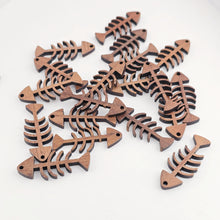 Load image into Gallery viewer, Fish Bone Geometric Shape Wood Charms, Wooden Pendant, Reclaimed Walnut Wood, Geometric Statement Wood Earrings Diy Ideas JT1016