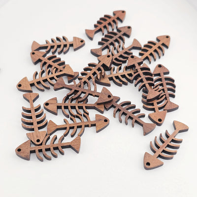 Fish Bone Geometric Shape Wood Charms, Wooden Pendant, Reclaimed Walnut Wood, Geometric Statement Wood Earrings Diy Ideas JT1016