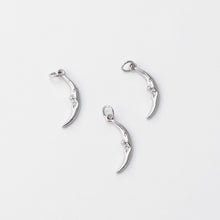 Load image into Gallery viewer, Crescent Moon Face Charm, 18K Gold Plated Slim Moon Pendant, Tiny Horn Charms, 15x4mm, Jewelry Findings S763