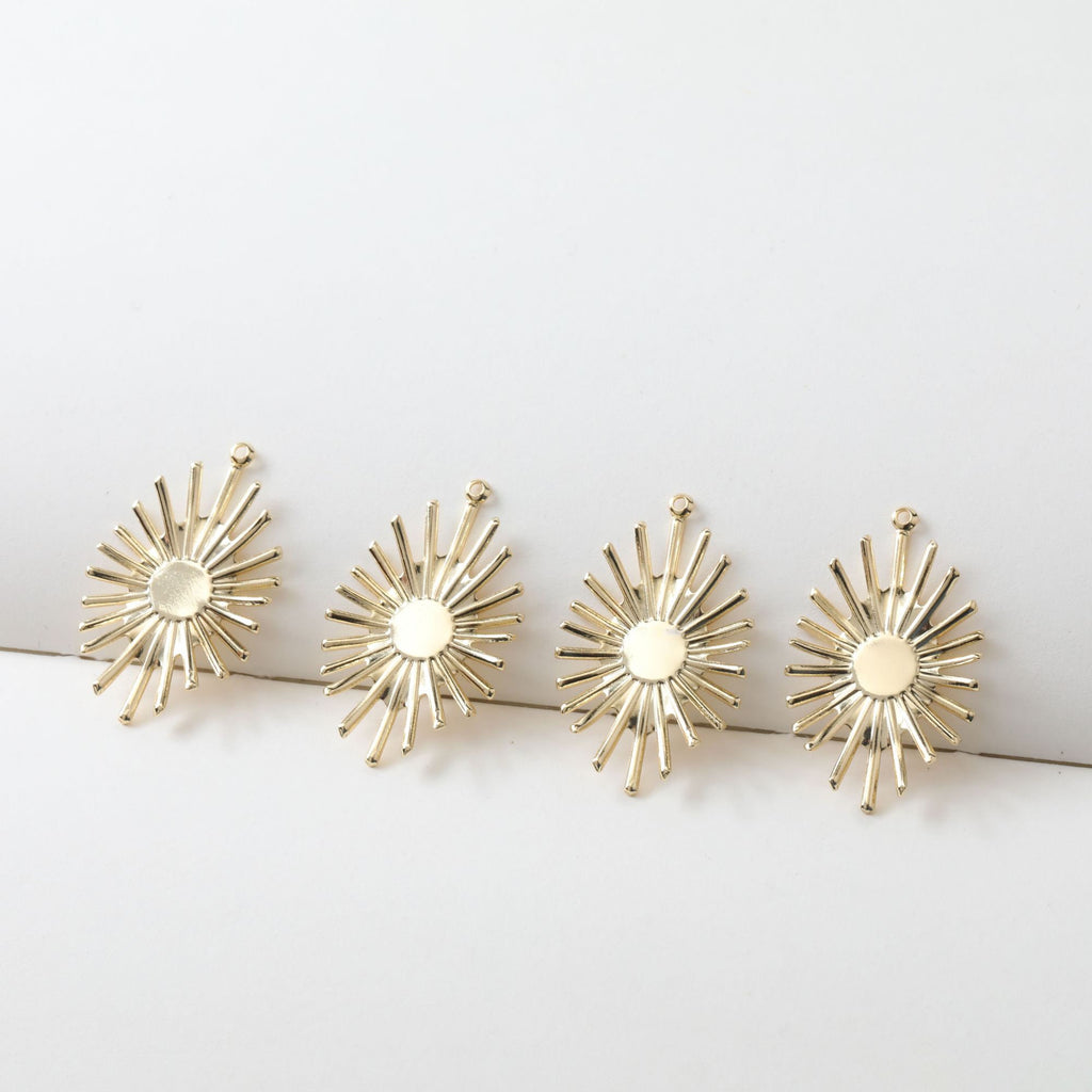 10 colgantes de sol con forma de rayo de sol, chapados en oro de 14 quilates y plata, de 34 mm, para hacer collares, accesorios de joyería ZZ101