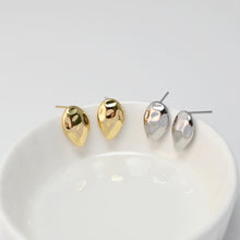 Load image into Gallery viewer, Hammered Teardrop Earrings Post With Loop, 18K Gold Plated, Nickel Free, S925 Silver Pin, Ear Stud Hypoallergenic Earring Findings D0492