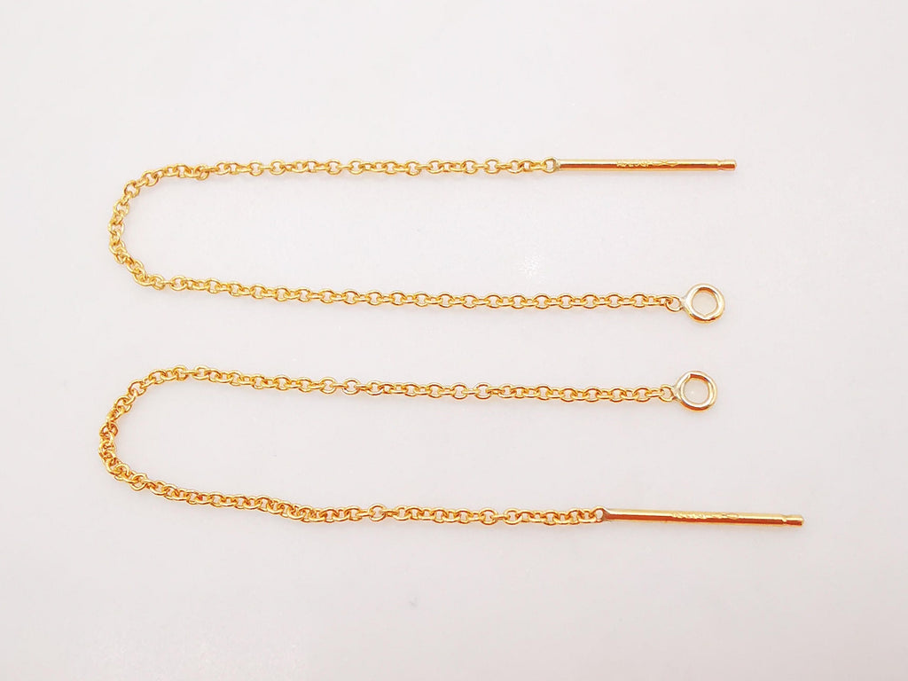 14K Gold Filled Ear Threader, 85mm Threader Earrings, 0.6mm Flat Oval Chain Wire, Chain Earrings B004