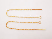 Load image into Gallery viewer, 14K Gold Filled Ear Threader, 85mm Threader Earrings, 0.6mm Flat Oval Chain Wire, Chain Earrings B004