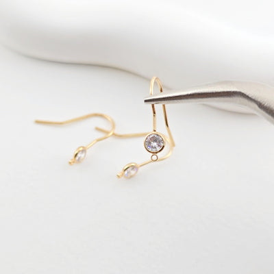 14K Gold Plated Ear Wires, Cubic Pave Earring Hooks, Nickel Free, Fish Hooks, Ear Wires for Jewelry Making ZX258