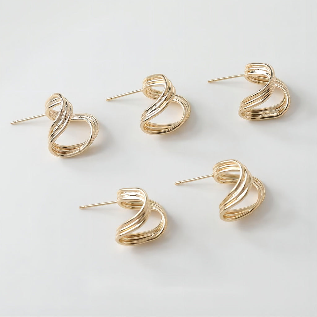 قرط أذن من الفضة الإسترليني عيار 925، دبوس أذن غير منتظم، خالٍ من النيكل، مشبك أذن ذهبي/فضي، مضاد للحساسية، GE066