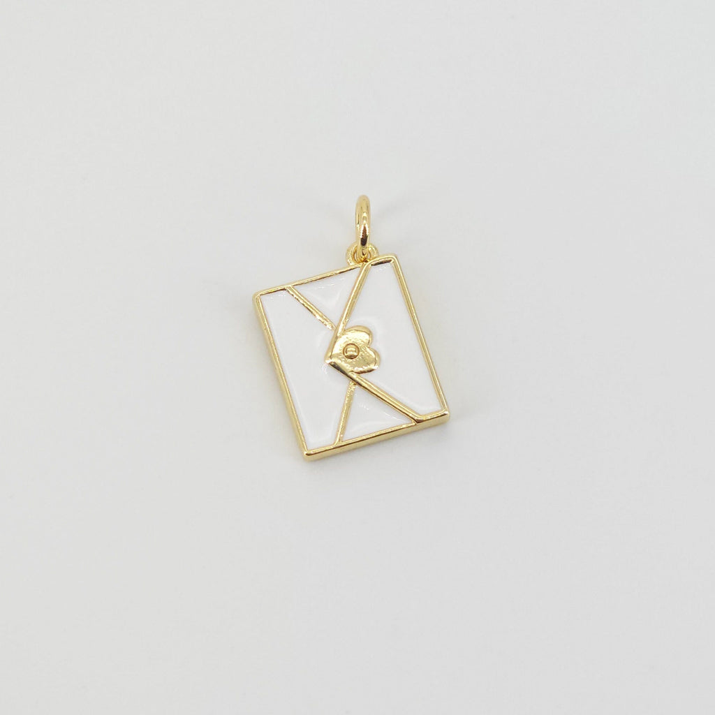 Enamel Envelope Pendant, 18K Gold Plated Pendant, Necklace Making Charm, Jewelry Findings S20717