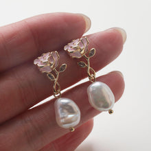 Load image into Gallery viewer, Enamel Flower Earring Post, 14K Gold/Silver, S925 Silver Pin Nickel Free Earrings, Flora Ear Stud with Loop GZ769