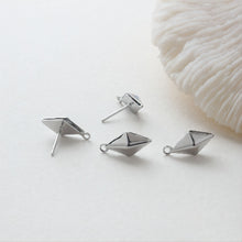 Load image into Gallery viewer, Minimalist Rhombus Ear Post With Loop, S925 Silver Ear Pin Nickel Free, Gold/Silver Ear Stud, Hypoallergenic Earring Findings JJ009