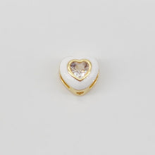 Cargar imagen en el visor de la galería, 2 cuentas espaciadoras de corazón esmaltadas, chapadas en oro de 18 quilates, con pavé de circonitas cúbicas, de 8 mm, para colgante de corazón, suministros para bisutería S20663