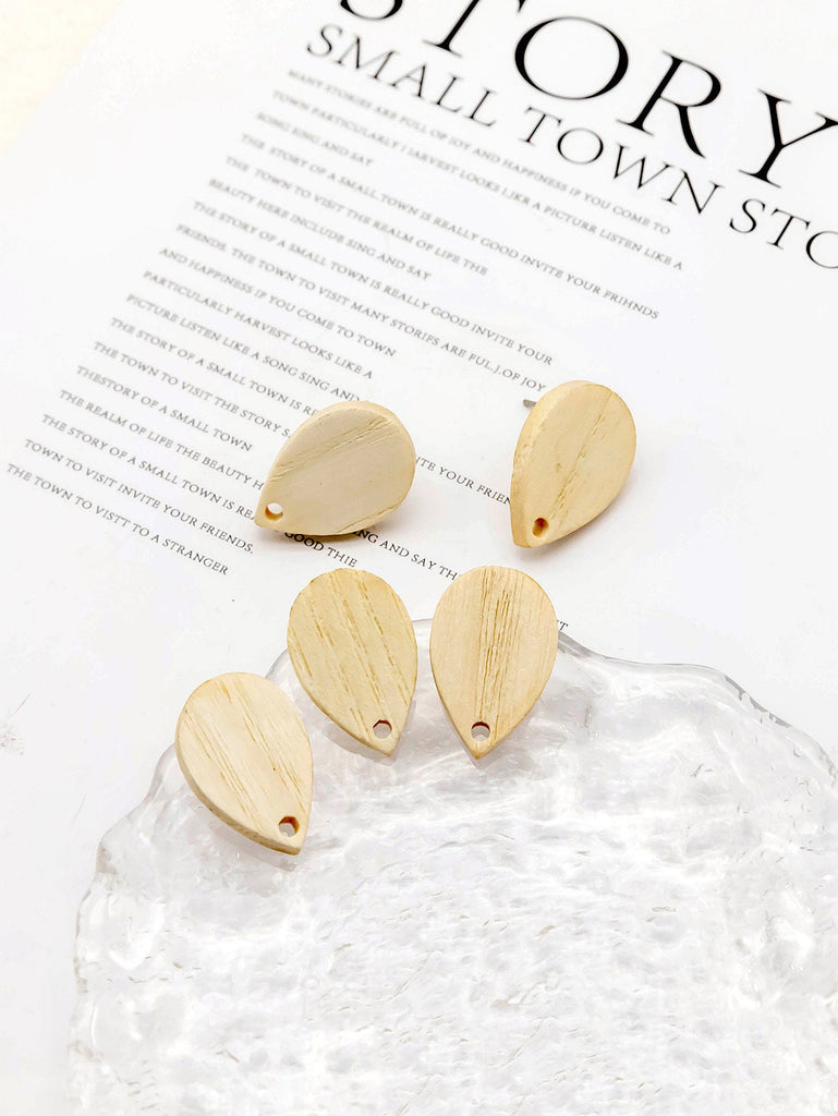 4PCS Wood Earrings, Teardrop Wooden Earrings for women, Reclaimed Ash Wood, Nickel Free, Geometric Statement Earrings Finding  JT901