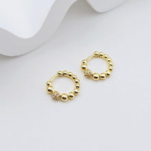 Load image into Gallery viewer, 18K Gold Plated Round Beads Hoop Earring, Huggie Hoops Earring Parts, Spring Ear Hoops, 14.7*13mm, hoop earrings S1245