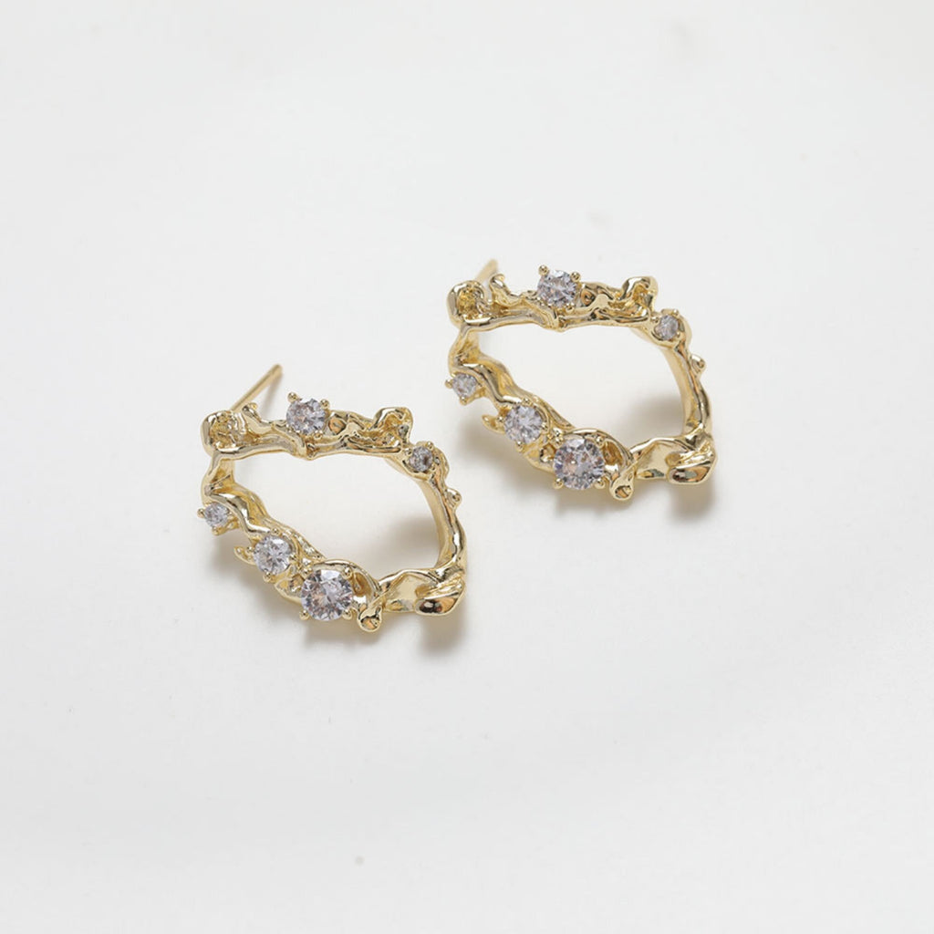 Irregular Niche Ear Post With Loop, S925 Silver Ear Pin Nickel Free Earrings, Gold/Silver Ear Stud, Hypoallergenic Earring Findings BB016