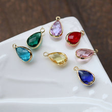 تحميل الصورة إلى عارض المعرض، 10 قطع - دلايات كريستال صغيرة على شكل دمعة، مطلية بالذهب/الفضة عيار 14 قيراطًا، مقاس 7×10 مم، قطع مجوهرات HL116-F041