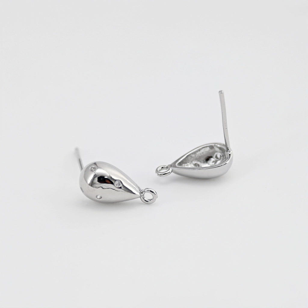 Drop Earring Post with loop, 18K Gold Plated, Nickel Free Earrings, Teardrop Shaped Ear Stud, Jewelry Making Findings D0400