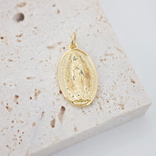 Load image into Gallery viewer, Saint Maria Charms, Religious Charms, 12x21mm, 18K Real Gold Plated Our Lady Pendants, Vintage Necklace Making Charms S262