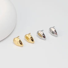 Load image into Gallery viewer, Hammered Teardrop Earrings Post With Loop, 18K Gold Plated, Nickel Free, S925 Silver Pin, Ear Stud Hypoallergenic Earring Findings D0492