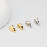 Pendientes de lágrima martillados con pasador y aro, chapados en oro de 18 quilates, sin níquel, con pasador de plata S925, hipoalergénicos, D0492