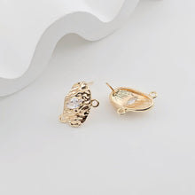 Load image into Gallery viewer, Hammered Ear Post With 2 Loops, Oval Shape, S925 Silver Ear Pin Nickel Free, Gold Ear Stud, Hypoallergenic Earring Findings ZX278