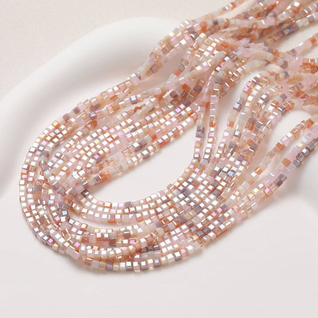 Cube Glass Beads, 2.5mm, Crystal Glass Loose Beads for Jewelry Making, DIY Beads Finding GZ548