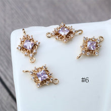 Load image into Gallery viewer, 10pcs Charm with two loops, Boho Pendant, Cubic Pave Pendant,  Necklace Making, Gold Plated Jewelry Findings HL121-F006