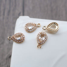 تحميل الصورة إلى عارض المعرض، 10 قطع - دلايات كريستال صغيرة على شكل دمعة، مطلية بالذهب عيار 14 قيراطًا، قطع مجوهرات HL032-F165