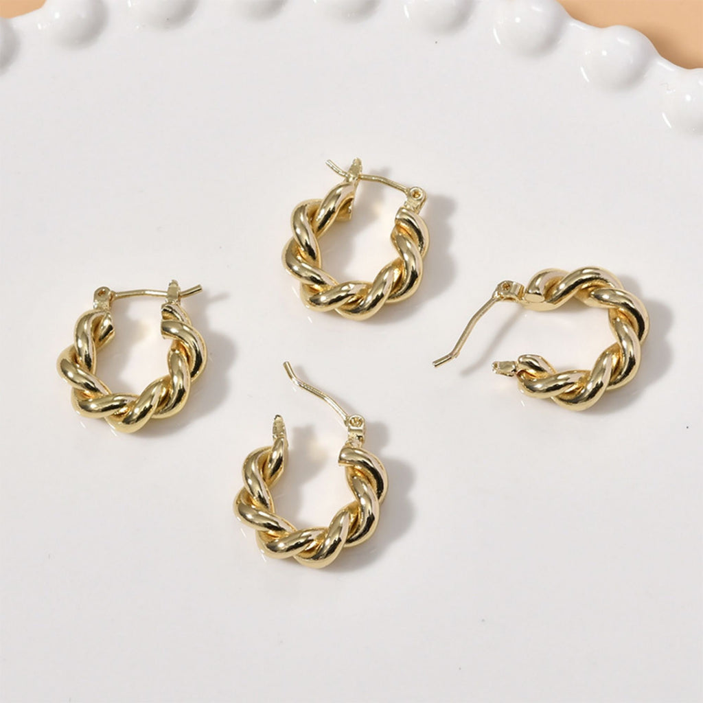 14K Gold Plated Twist Hoop Earring, Huggie Hoops Earring Parts, Spring Ear Hoops,  Hoop earring  for Jewelry Making LL230