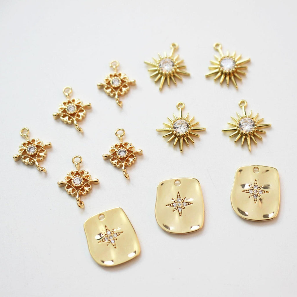 Tiny Star Charms,  Crystal Cubic Pave Star Pendant, 18K Gold Plated, Necklace Making Star Charms, Jewelry Findings BB056