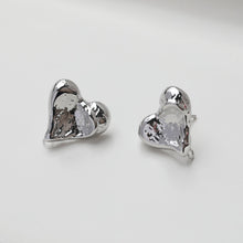Load image into Gallery viewer, Gold Heart Earring Post, 14K Gold Nickel Free Earrings, S925 Silver Ear Pins, 17.8*17.7mm, Heart Shape Ear Stud with Loop GZ509-D0449