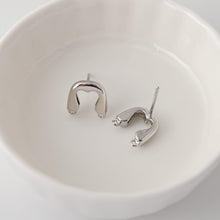 Load image into Gallery viewer, U Shape Earrings Post With 2 Loops, Arch Ear Studs, 18K Gold Plated, Nickel Free, S925 Silver Pin,Ear Stud Hypoallergenic Earring D0346