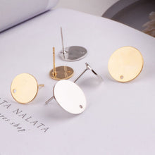 Load image into Gallery viewer, 10pcs 18K Gold Round Post With Loop, Round Stud Earring Nickel Free, 10mm, 12mm, 15mm, Hypoallergenic Earring Findings QR024-ZX7043