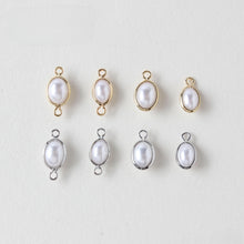 Load image into Gallery viewer, 10pcs- 14K Gold Plated Oval Pendant, ABS Resin Pearl Connector, Nickel Free, Pearl Connectors, DIY Jewelry Making Findings GZ670